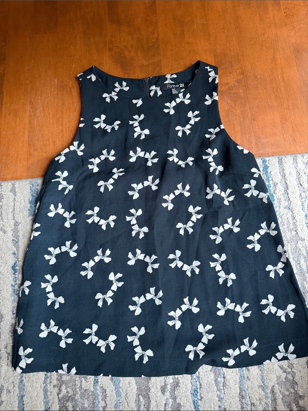 Forever 21 Black Tank Top with White Bow Print